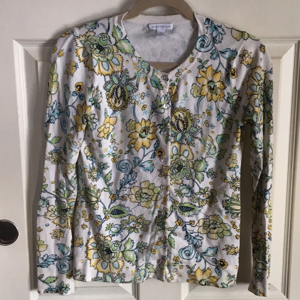 Floral Beaded Sweater